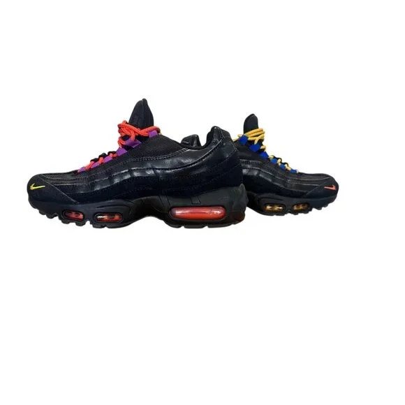 RARE Nike Air Max 95 Premium NY vs LA Shoes Mens 6.5 Women 8 Black Suede Leather - Picture 4 of 16